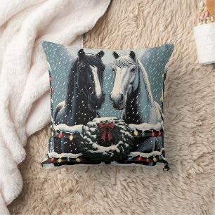 Coussin Chevaux de fête   Joyeux Noël