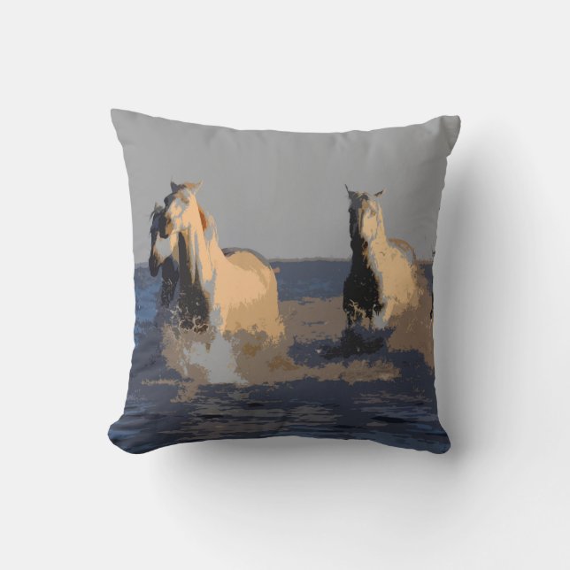 Coussin Chevaux de la mer - Chevaux sauvages (Recto)