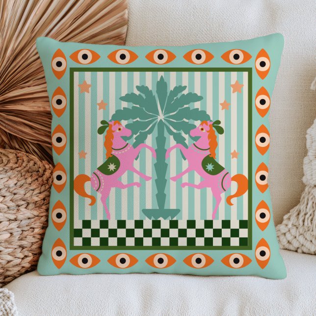 Coussin Chevaux de Poney de Mauvais Œil Dopamine Esthétiqu (Créateur téléchargé)