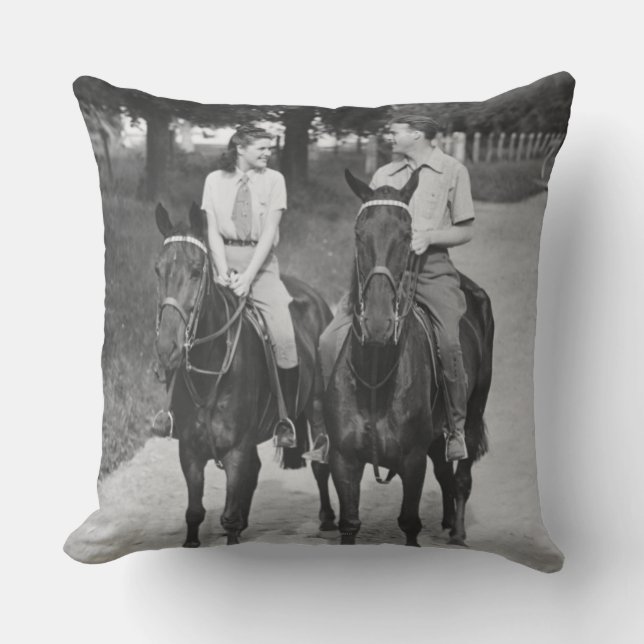 Coussin Chevaux d'équitation de couples (Recto)