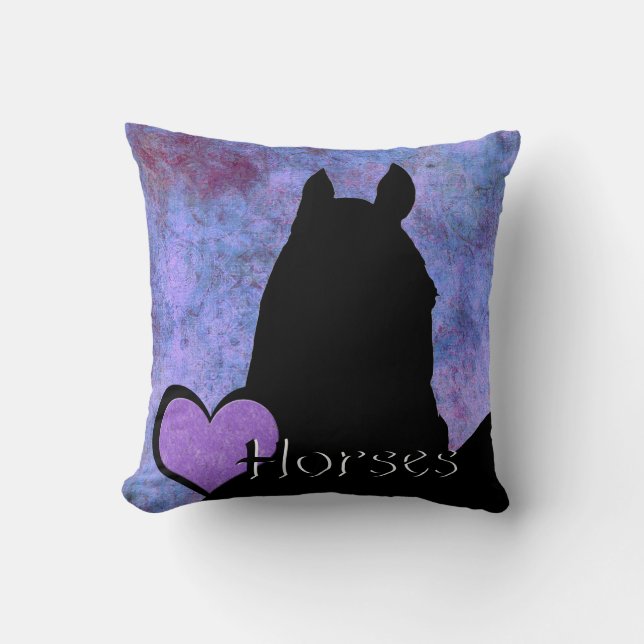 Coussin Chevaux du coeur (violet/bleu) (Recto)