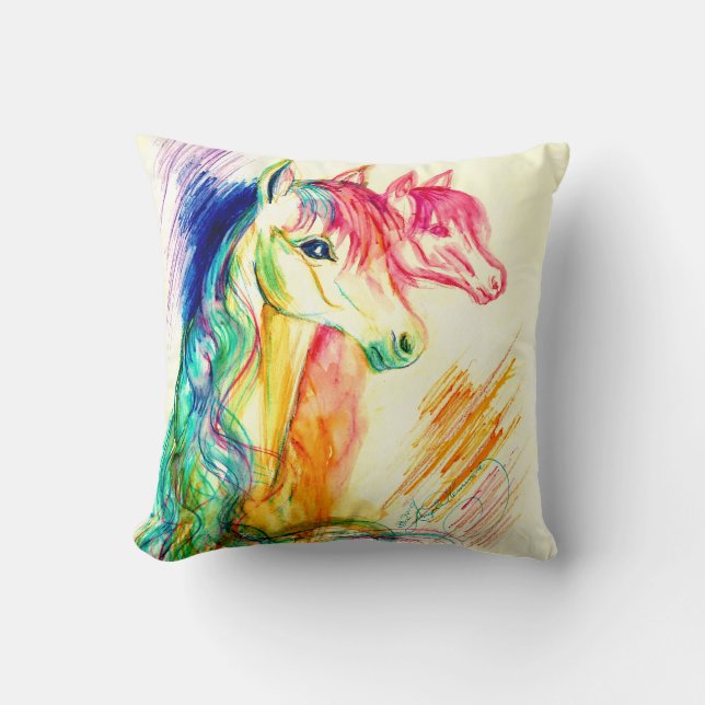 Coussin Chevaux Repentir (Recto)