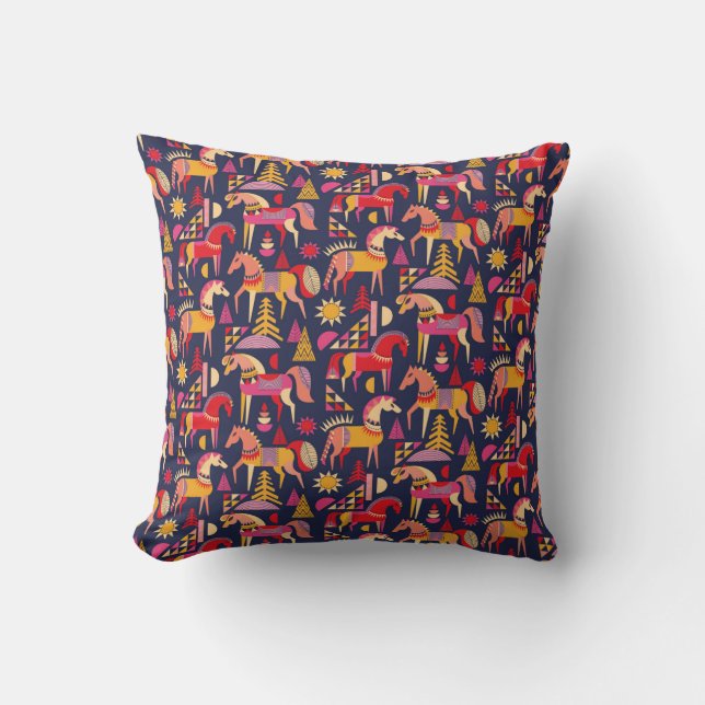 Coussin Chevaux scandinaves motif design transparent. Déco (Recto)