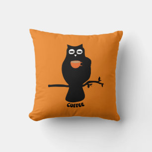 Coussin Chevêche à l'oeil droopy au café