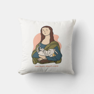 Coussin Cheveux de chat ne se soucient pas mignon Mona Lis