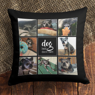 Coussin Cheveux de chien s'en fiche 🐾 Collage photo pour