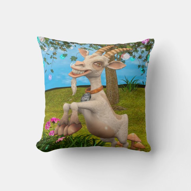 Coussin Chèvre de dessin animé drôle Art d'animal de jardi (Recto)