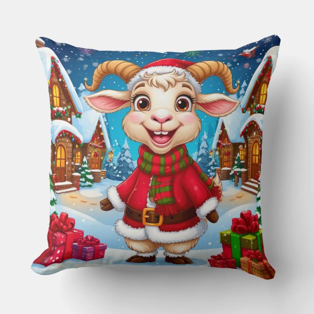 Coussin 🐐 Chèvre de Noël Cadeau pour l'Année de la Chèvre (Recto)