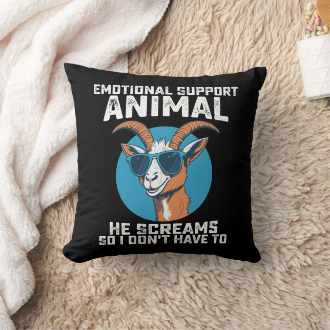 Coussin Chèvre Emotionnel Support Animal Il Crie Donc Je N (Couverture)