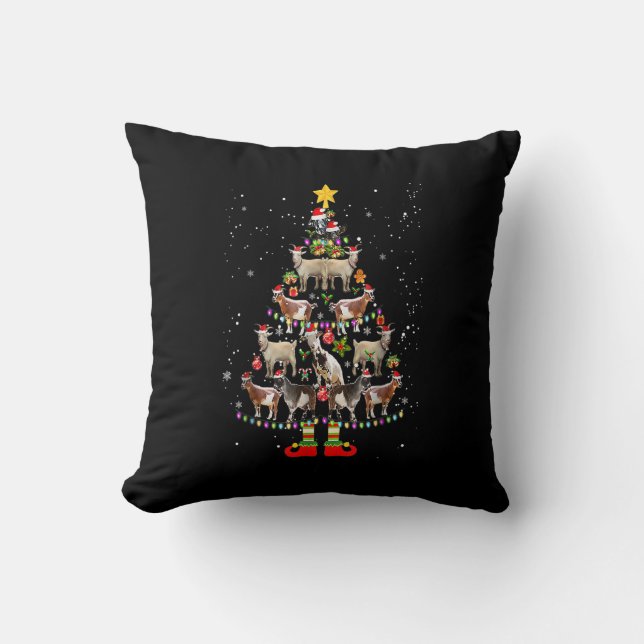 Coussin Chèvre Noël Arbre Neige Drôle Chèvre Jeu de Noël (Recto)