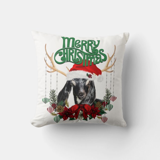 Coussin Chèvre nubienne de Noël mignonne avec Antlers et W (Recto)