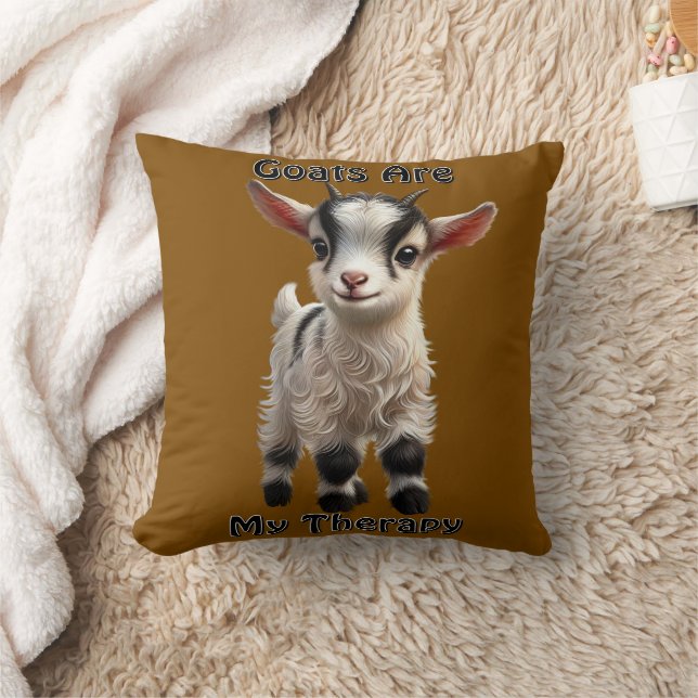 Coussin Chevreau à la fourrure duveteuse et à l'expression (Couverture)