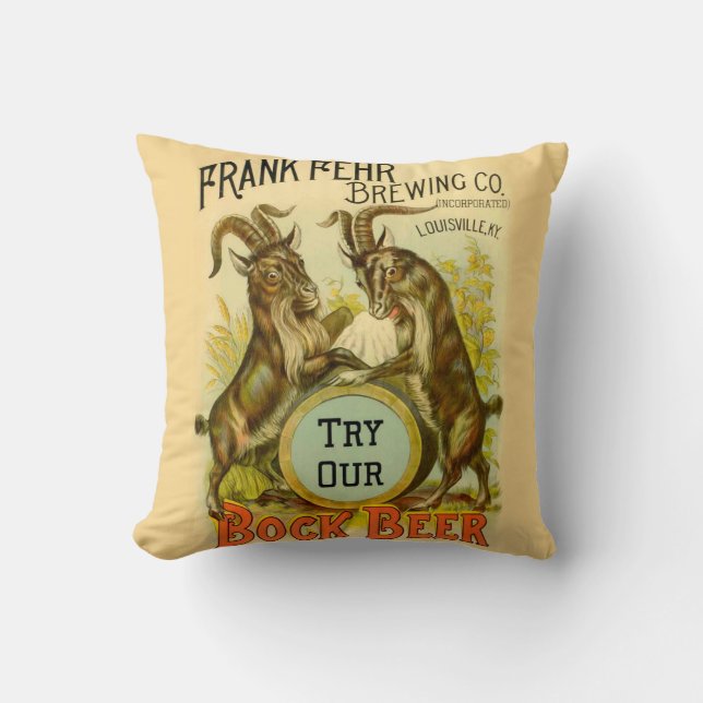 Coussin Chèvres Bock Bière Publicité (Recto)