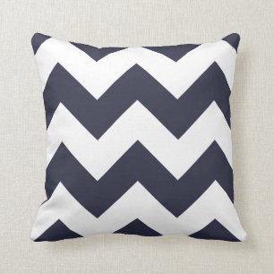 Coussin Chevron avec Navy Blue Zigzag