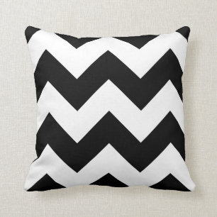 Coussin Chevron avec Zigzag noir et blanc