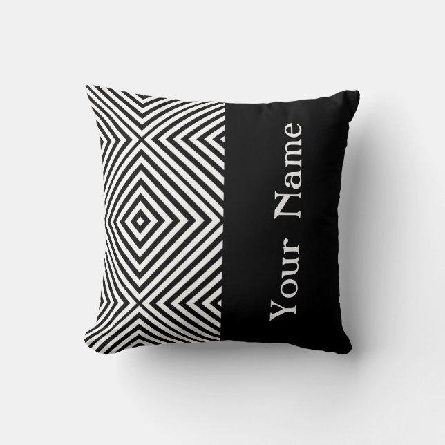 Coussin Chevron Black Diamond avec nom @ Emporiomoffa (Recto)