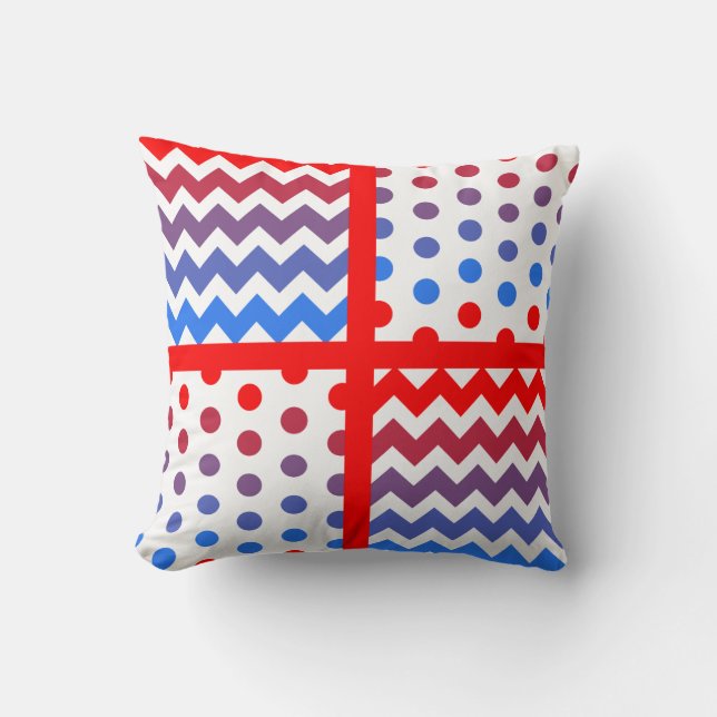 Coussin Chevron Blanc/Multicolor/Polkadot Jeu d'oreiller # (Recto)