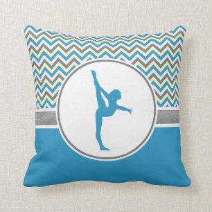 Coussin Chevron bleu/gris barre la gymnastique avec le