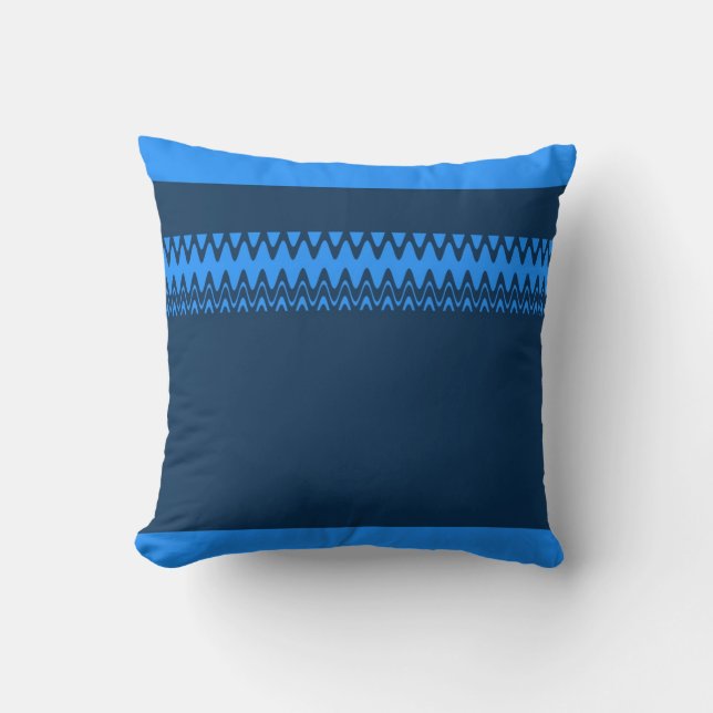Coussin Chevron Blue Zigzag Stripes Art Design (Recto)