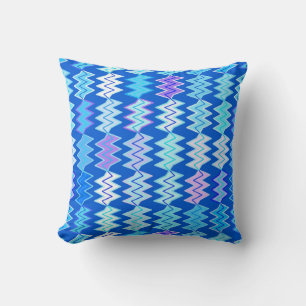Coussin Chevron brisé - nuances de bleu, violet et aqua