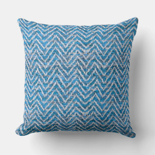 Coussin chevron crème bleu chic