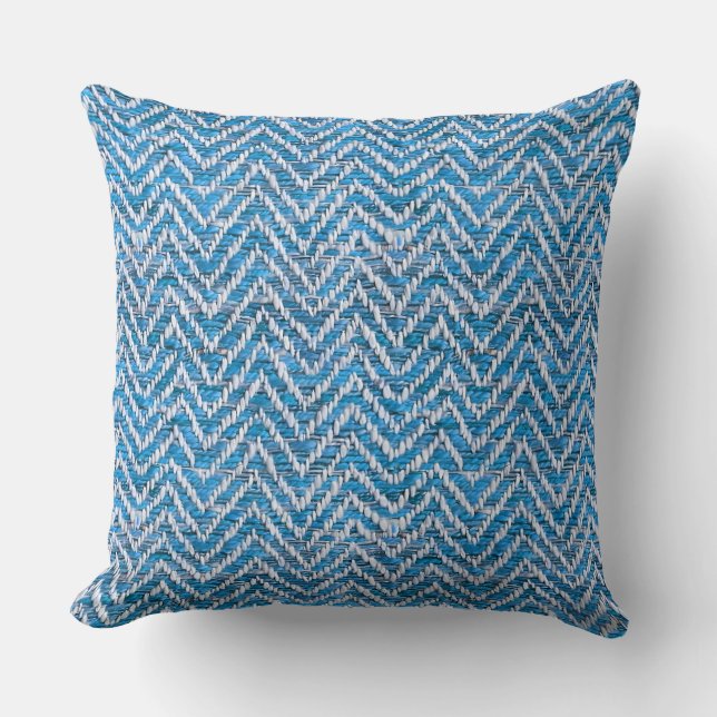 Coussin chevron crème bleu chic (Recto)