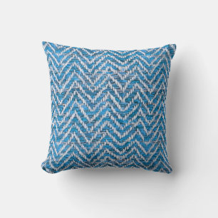 Coussin chevron crème bleu chic