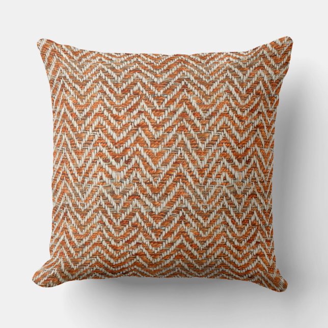 Coussin chevron crème orange chic (Recto)