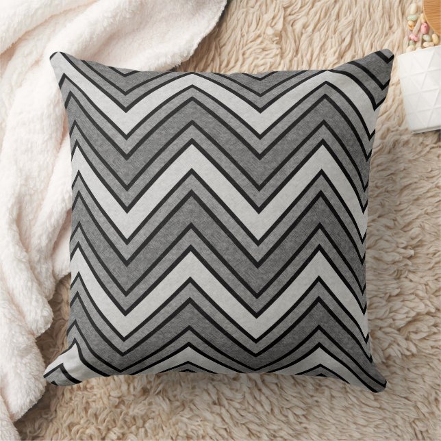 Coussin chevron croquis gris et noir (Couverture)