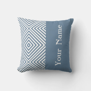 Coussin Chevron de diamant gris avec nom @ Emporiomoffa