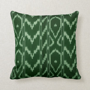 Coussin Chevron de la tribu Ikat moderne  Monnaie verte de