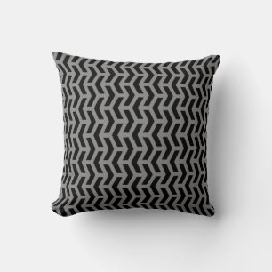 Coussin Chevron en noir et gris
