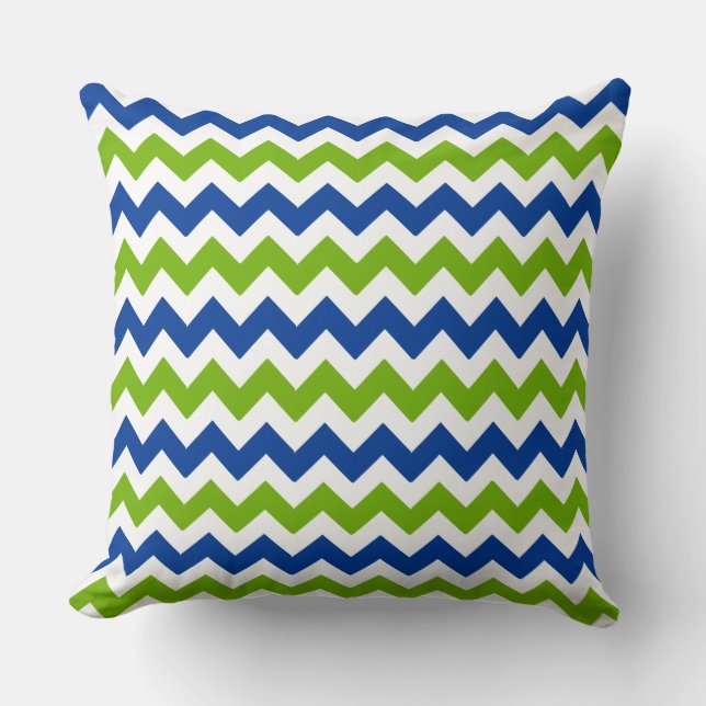 Coussin Chevron et pois verts et bleus (Recto)