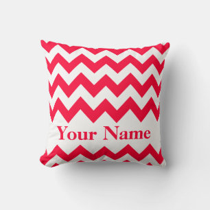Coussin Chevron gras rouge avec monogramme