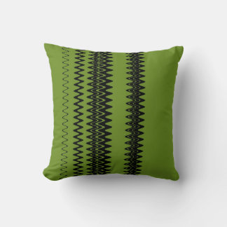 Coussin Chevron Green Zigzag Stripes Art Design