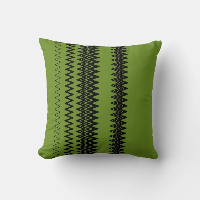 Coussin Chevron Green Zigzag Stripes Art Design (Recto)