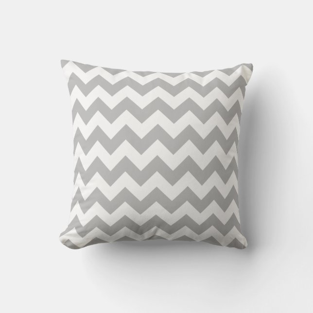 Coussin Chevron gris et blanc (Recto)
