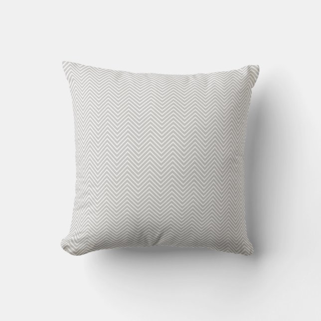 Coussin Chevron gris et blanc de hareng (Recto)