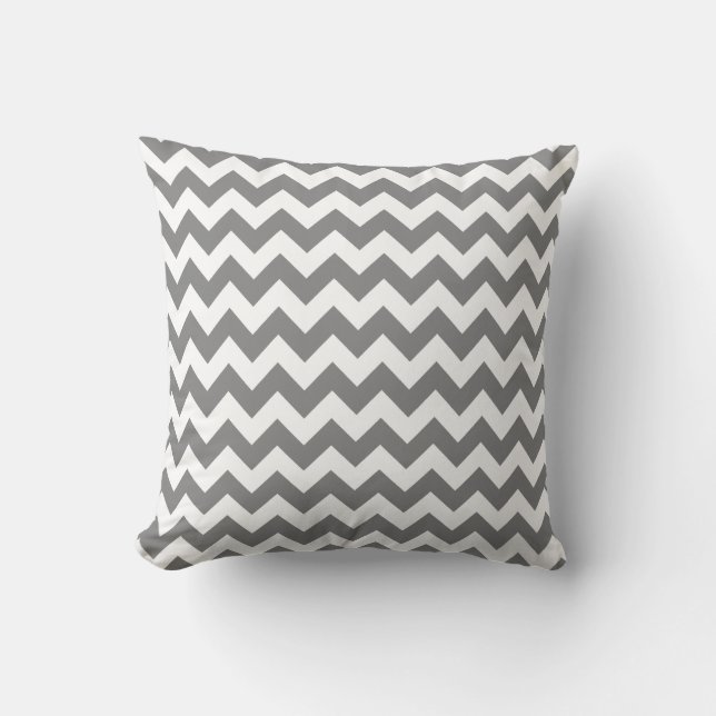 Coussin Chevron gris foncé; zig zag (Recto)