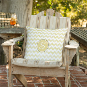 Coussin Chevron Grunge Pailleté Jaune Avec Monogramme