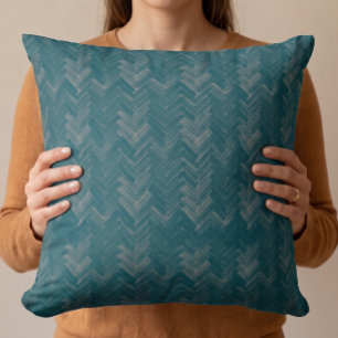 Coussin Chevron Herringbone Aquarelle Turquoise