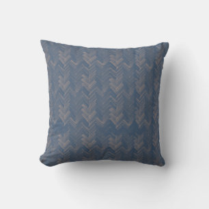 Coussin Chevron Herringbone Motif Aquarelle Rétro Bleu