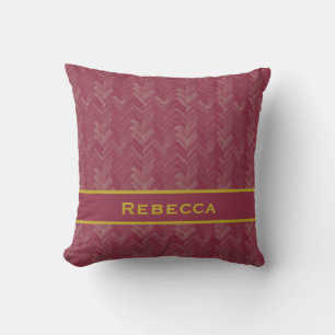 Coussin Chevron Herringbone Motif luxueux Monogramme rouge