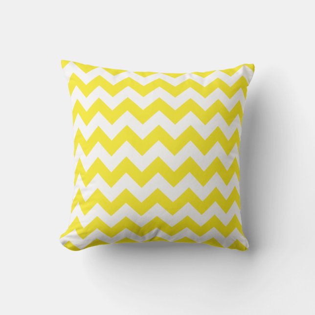 Coussin Chevron jaune et blanc (Recto)