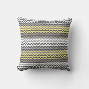 Coussin Chevron jaune et gris Zigzag Motif en bande