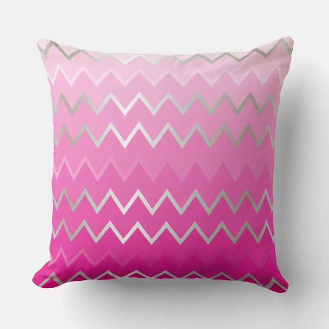 Coussin Chevron métallique rose (Recto)