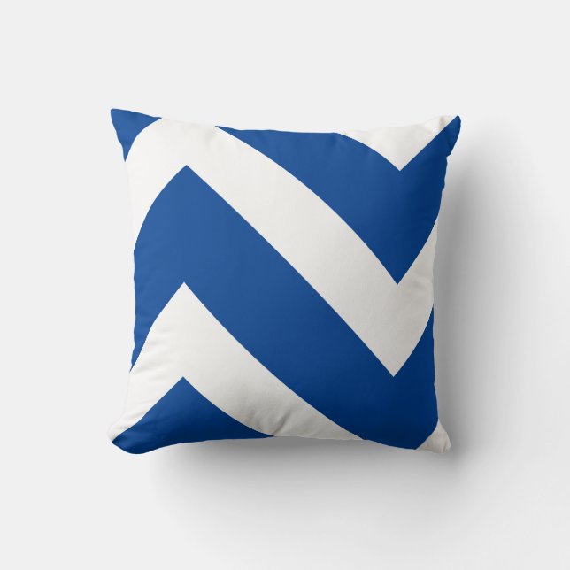 Coussin Chevron moderne bleu et blanc Géométrique (Recto)