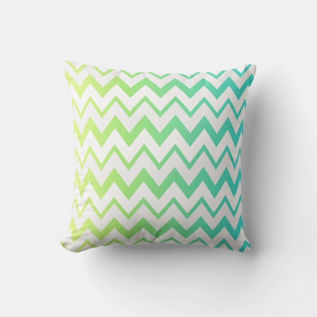 Coussin Chevron motif citron vert turquoise aqua ombre élé (Recto)