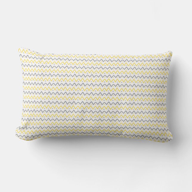 Coussin Chevron Motif Jaune et Gris Lumbar (Recto)