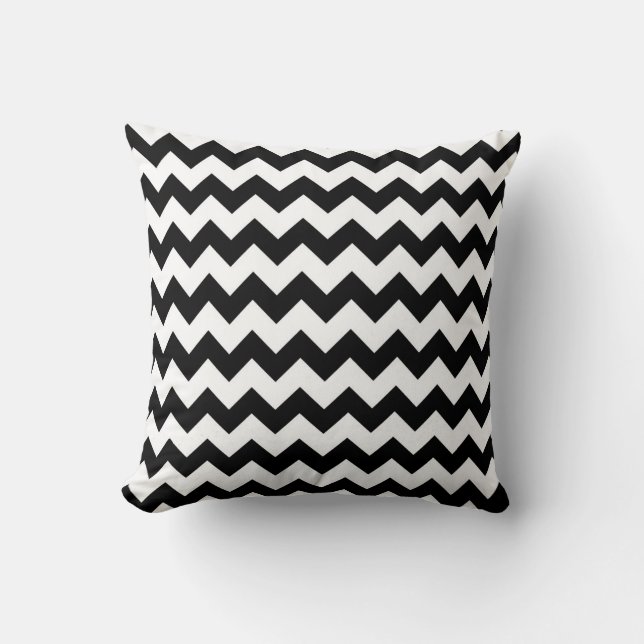Coussin Chevron noir et blanc (Recto)